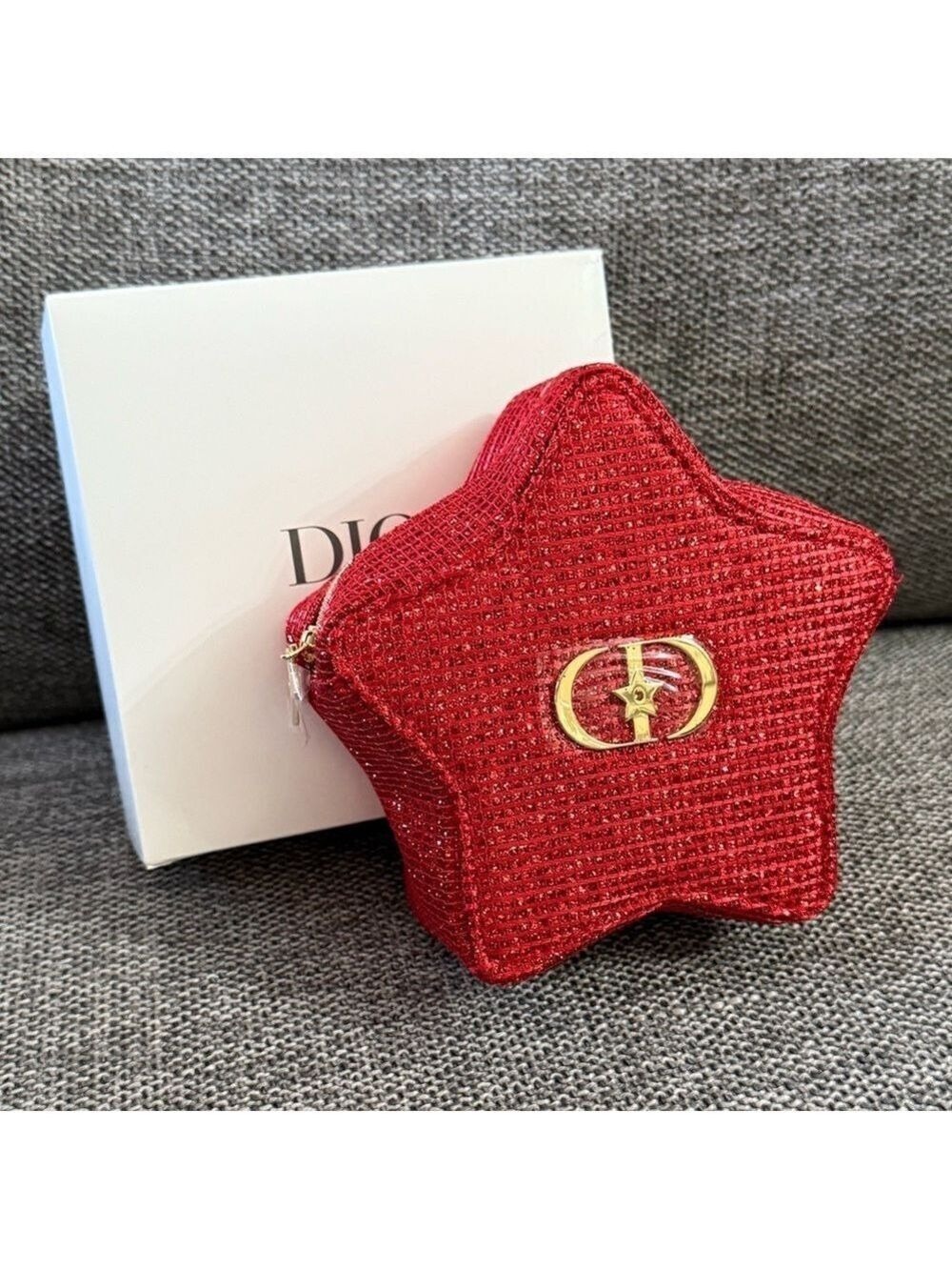 Dior Lunar New Year Red Star Makeup Bag Cosmetic Pouch Mini New Authentic